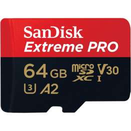 SanDisk Extreme Pro microSD 64GB+SD Adpt 170MB/s A2 V30 UHS-I U3